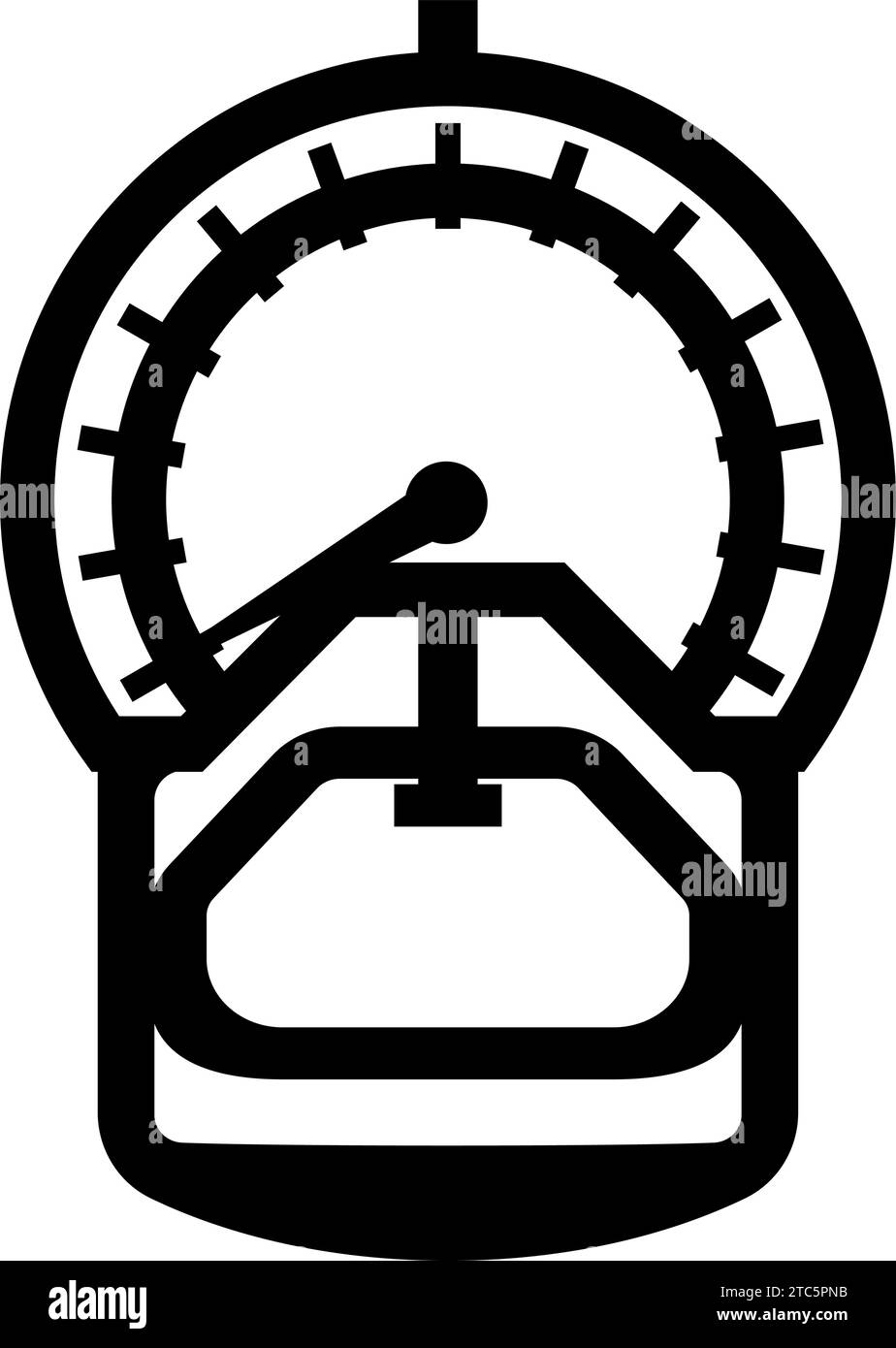 Simple analog grip dynamometer monochrome icon.  Measuring device to check grip strength. Stock Vector