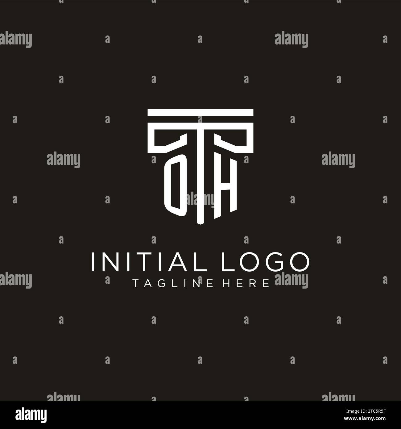 OH initial logo with geometric pillar style design, creative modern law ...