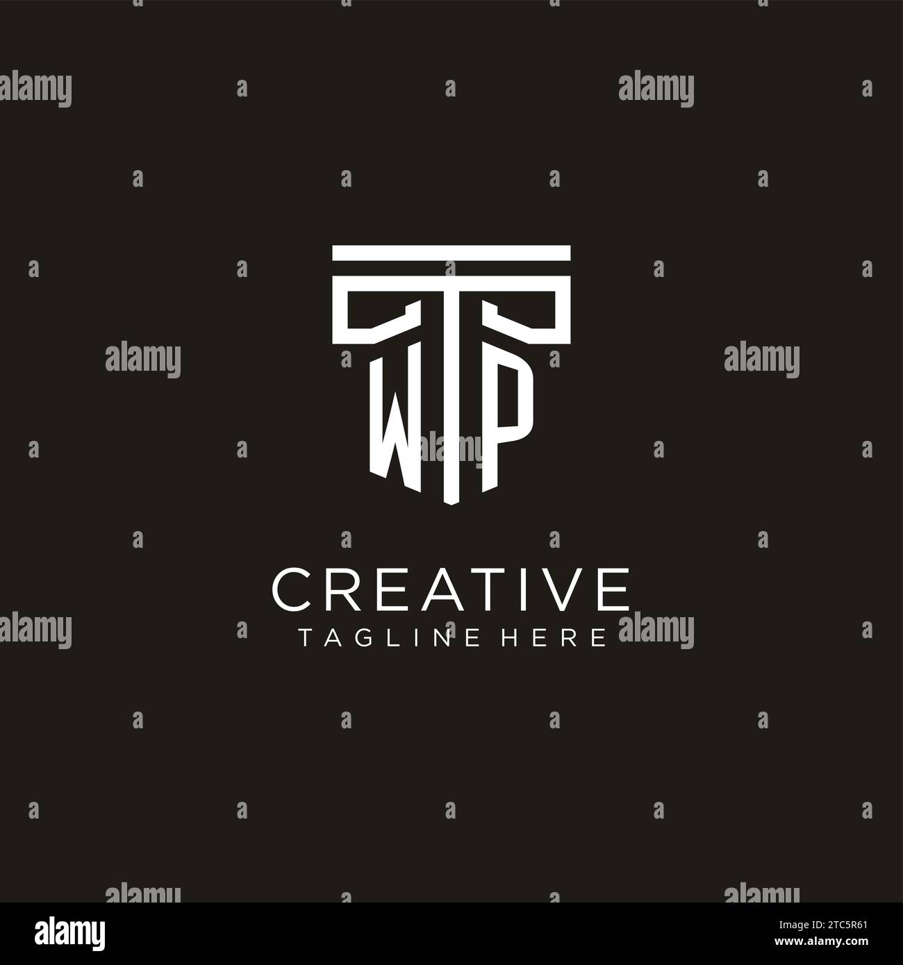 WP initial logo with geometric pillar style design, creative modern law ...