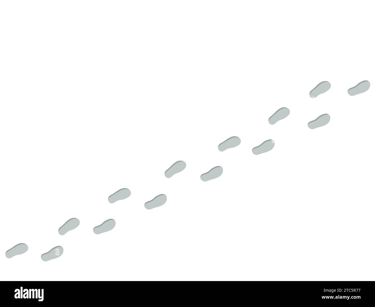 A view of human footprints walking on the snow from above. winter snow