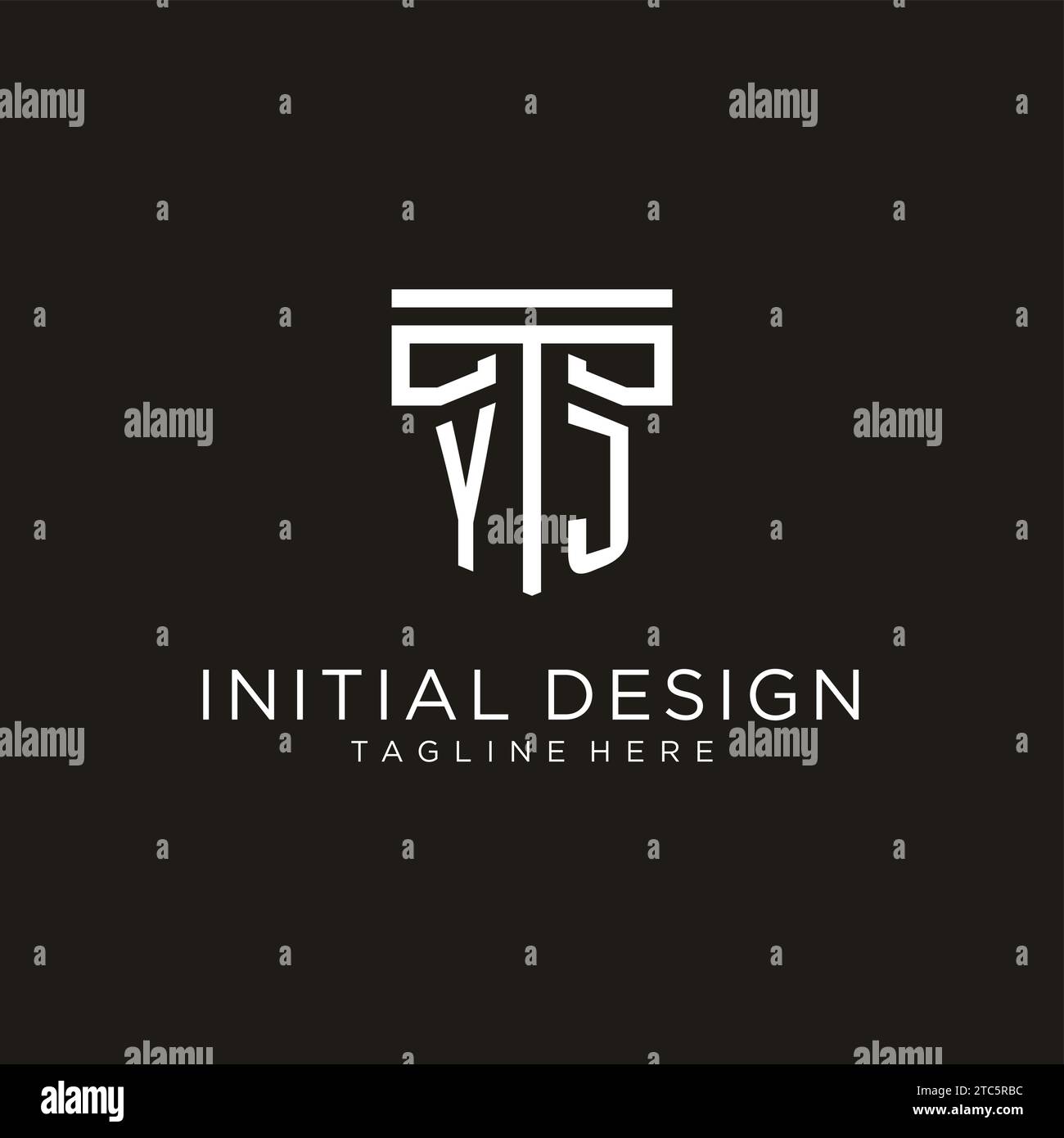 YJ initial logo with geometric pillar style design, creative modern law firm logo design Stock Vector