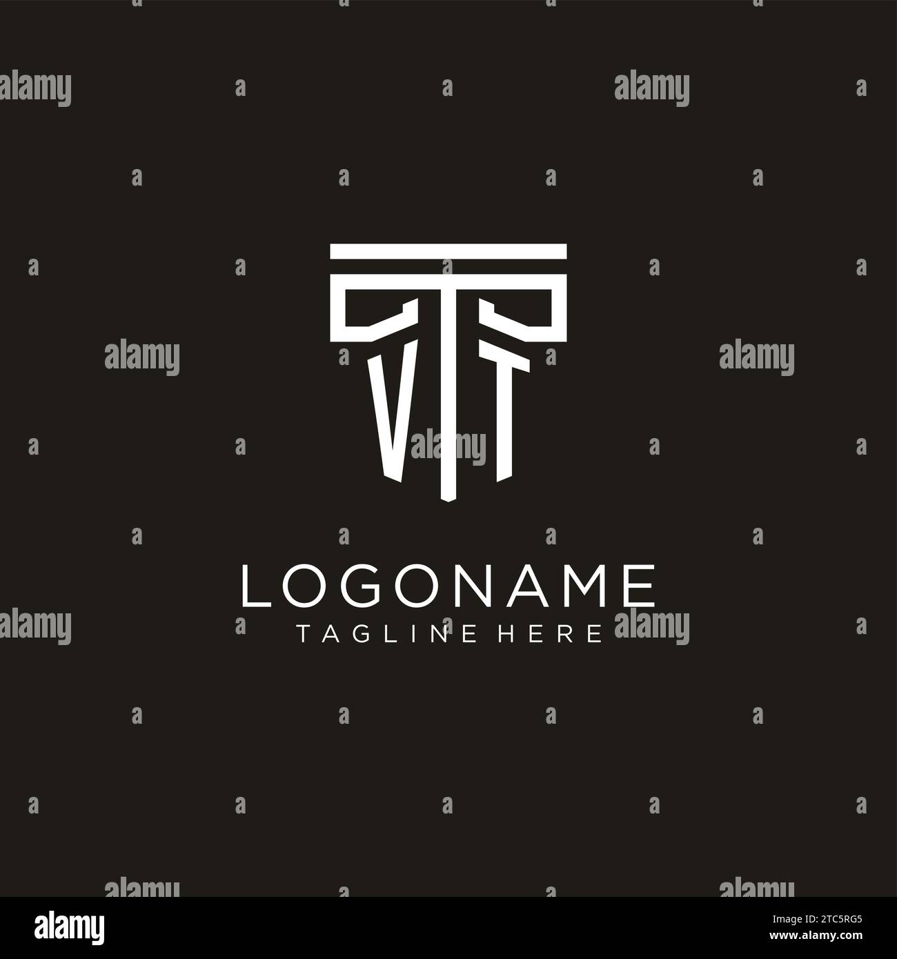 VT initial logo with geometric pillar style design, creative modern law ...