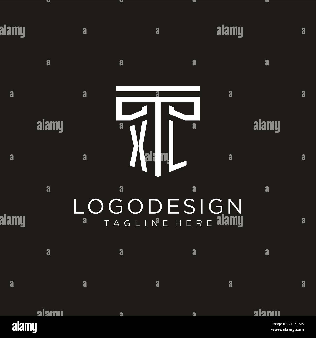 XL initial logo with geometric pillar style design, creative modern law firm logo design Stock Vector