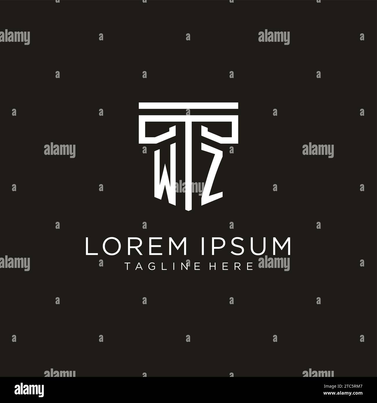 WZ initial logo with geometric pillar style design, creative modern law ...