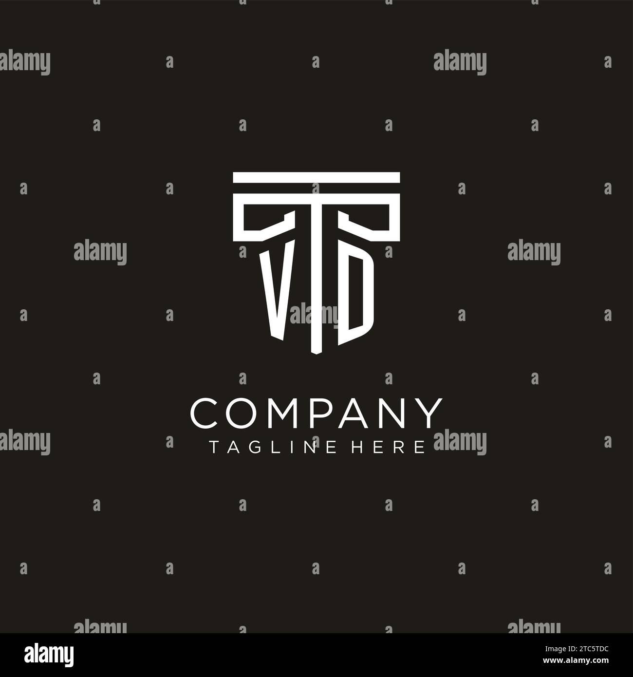 VD initial logo with geometric pillar style design, creative modern law firm logo design Stock Vector