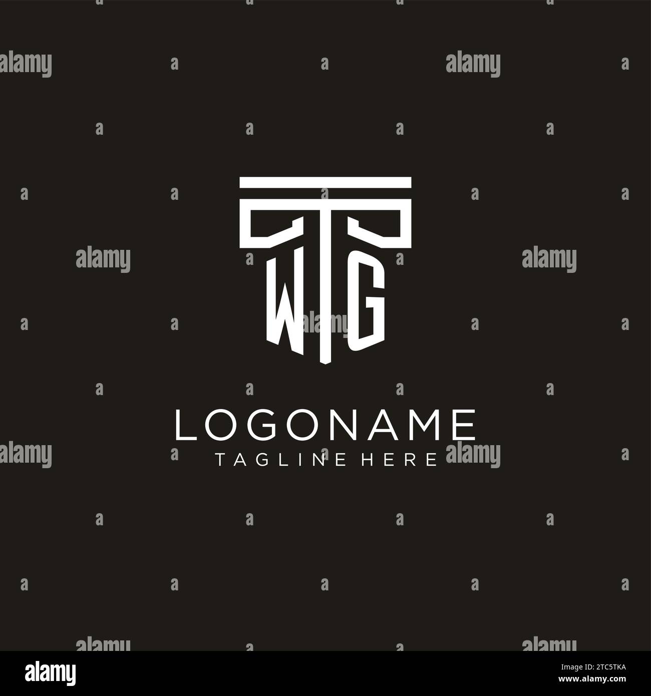 WG initial logo with geometric pillar style design, creative modern law ...
