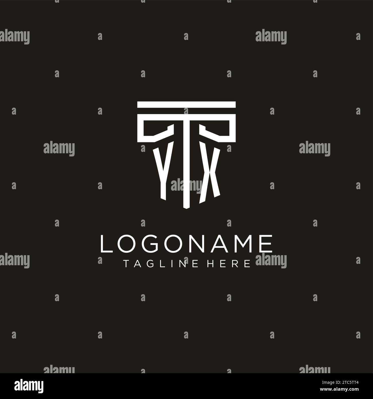 YX initial logo with geometric pillar style design, creative modern law ...