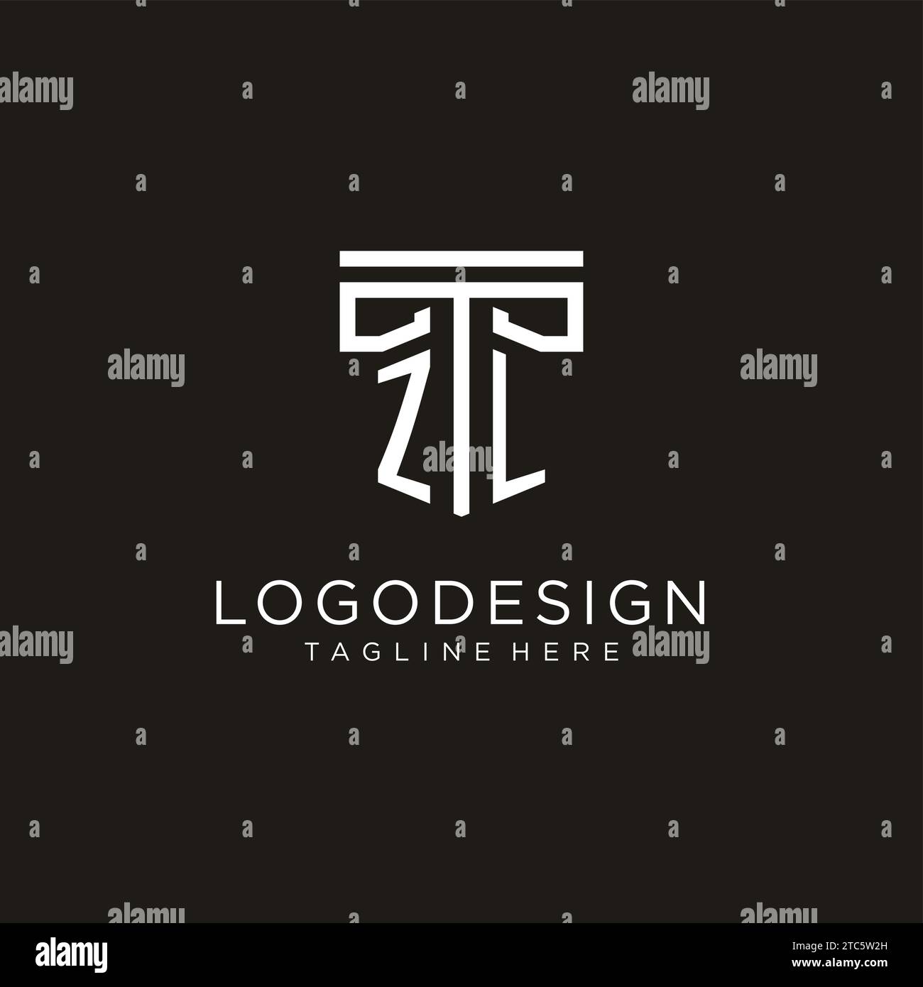 ZL initial logo with geometric pillar style design, creative modern law ...