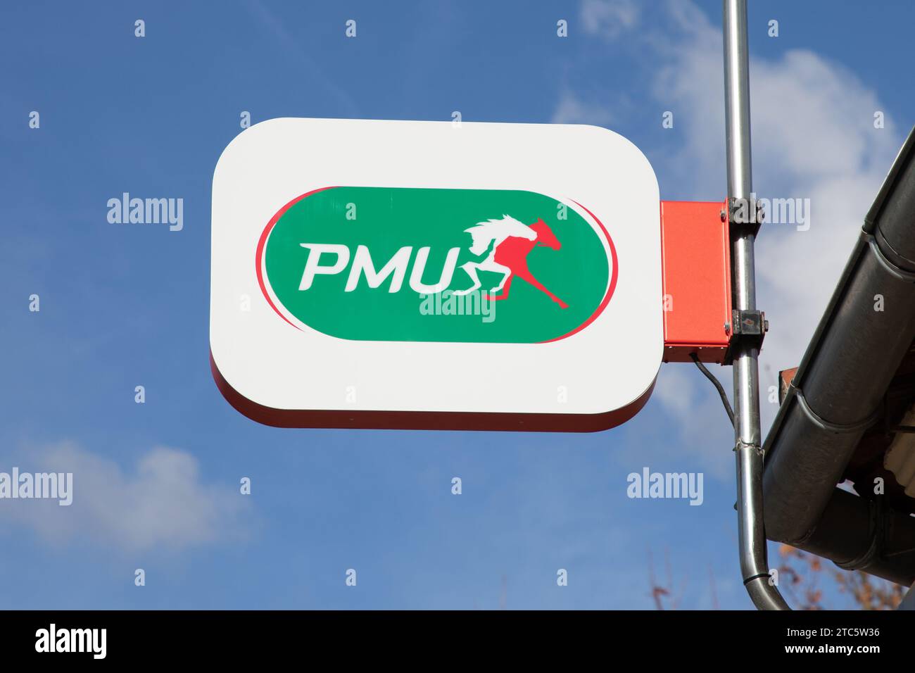 Bordeaux , France - 11 29 2023 : PMU logo brand and text sign facade ...