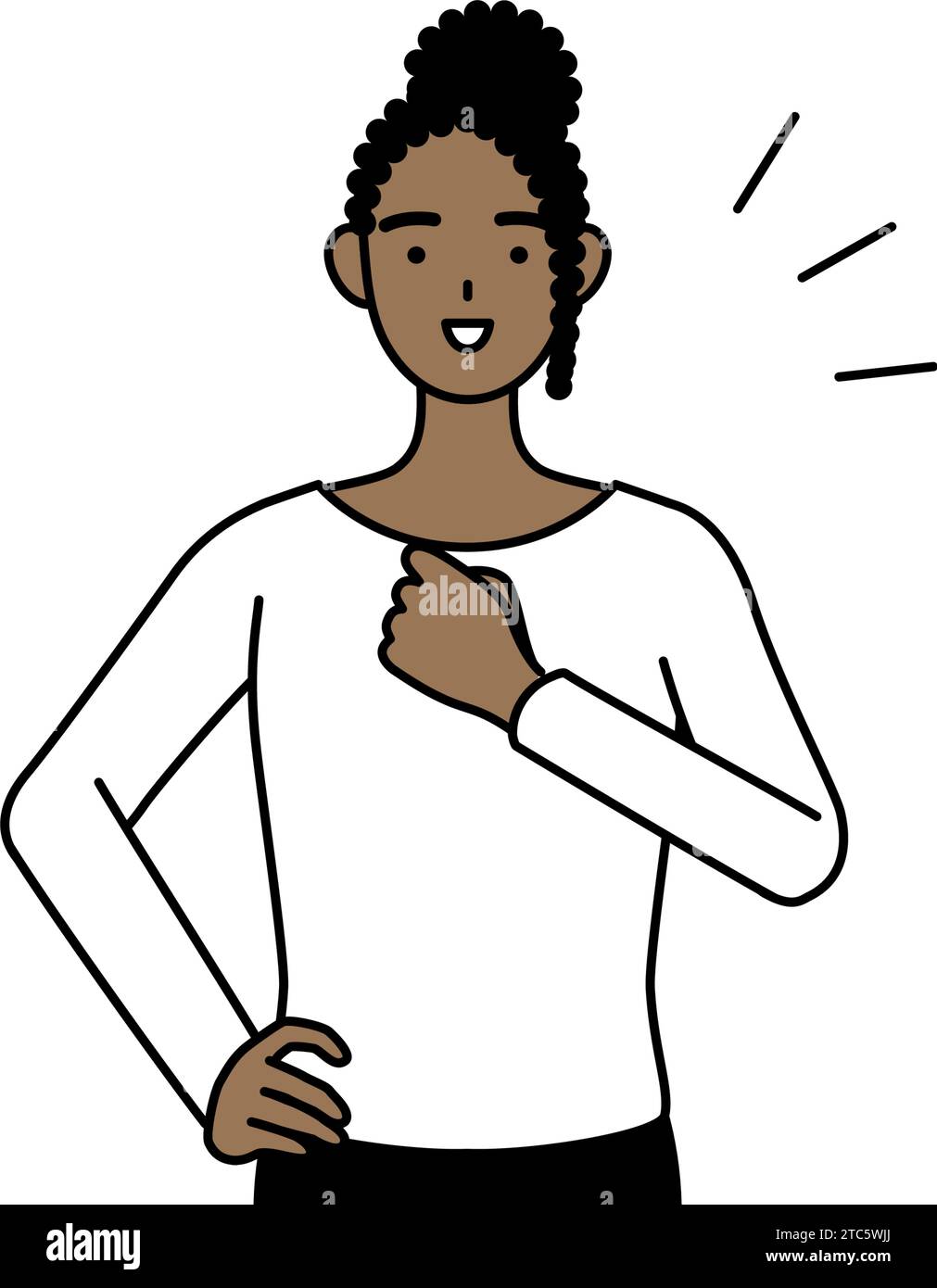 African-American woman tapping her chest, Vector Illustration Stock Vector