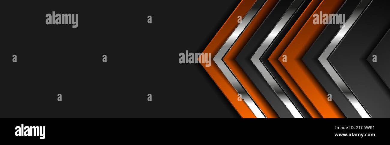 Technology banner design with metallic silver arrows. Abstract ...