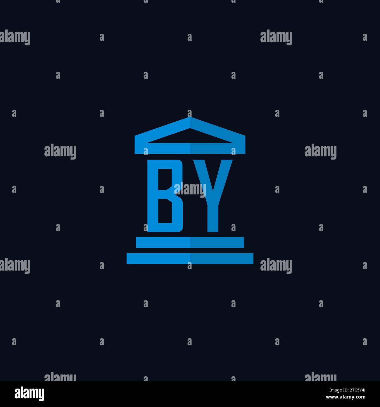 BY initial logo monogram with simple courthouse building icon design ideas Stock Vector