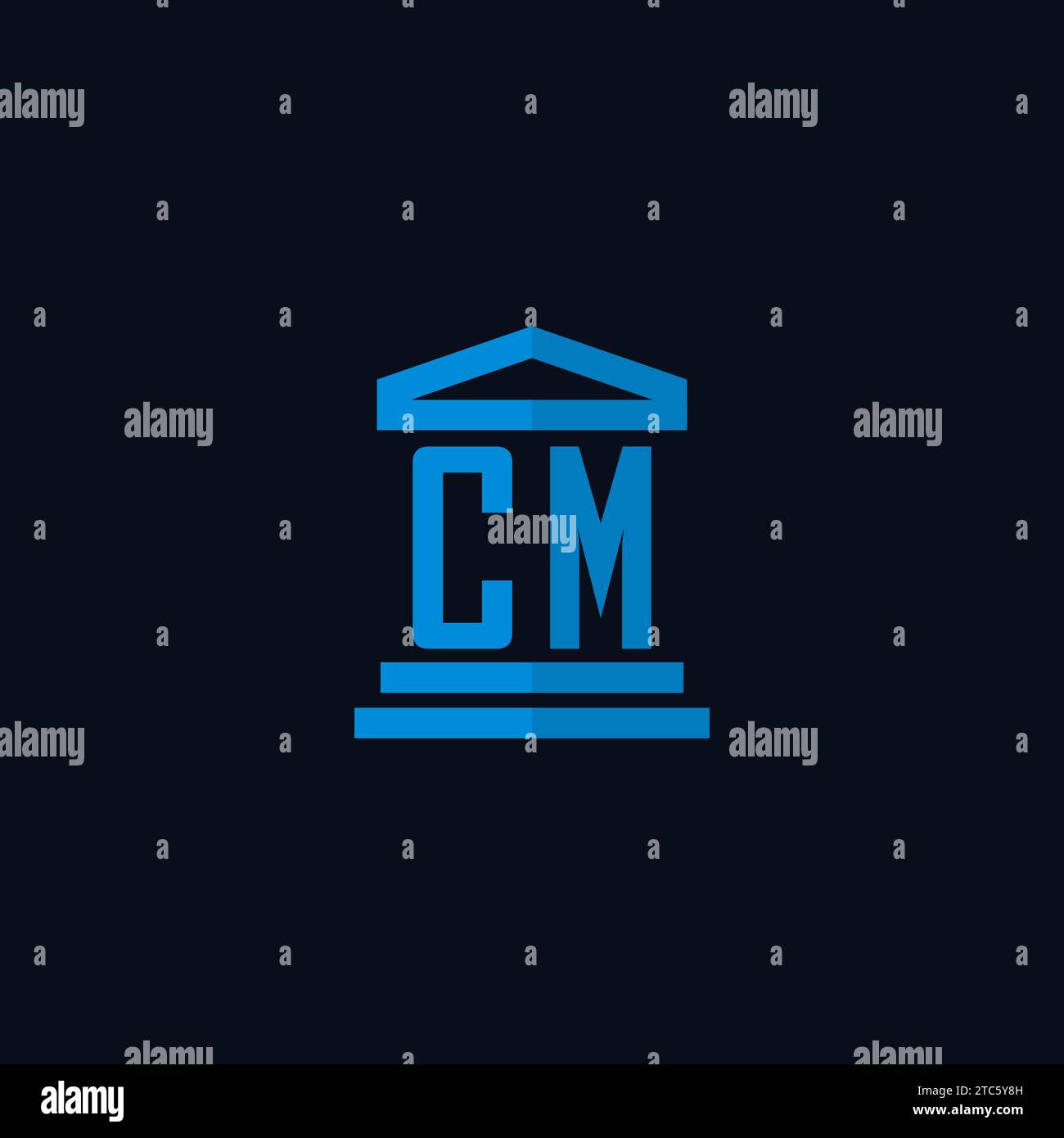 CM initial logo monogram with simple courthouse building icon design ideas Stock Vector