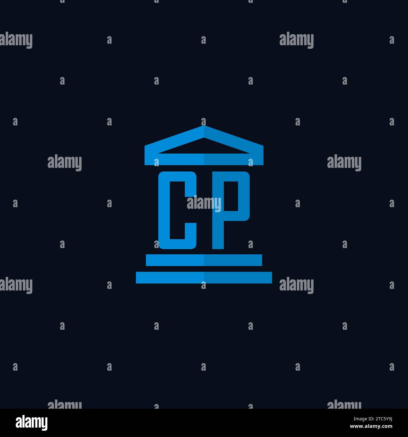 CP initial logo monogram with simple courthouse building icon design ideas Stock Vector
