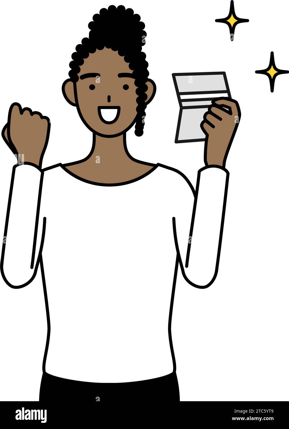 African-American woman who is pleased to see a bankbook, Vector Illustration Stock Vector