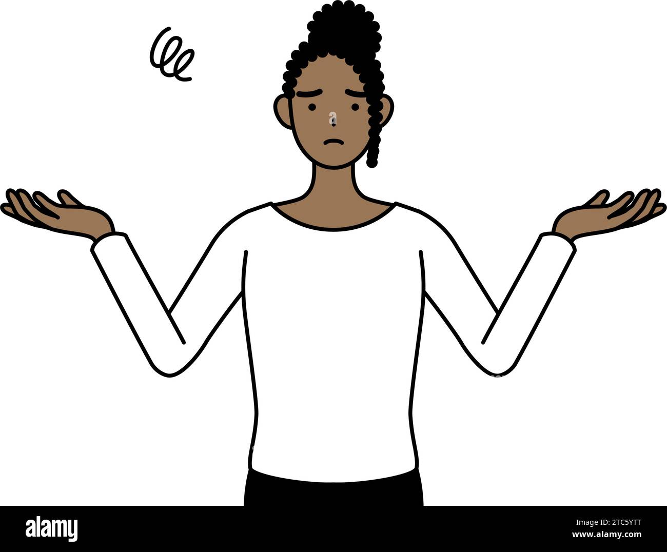 African-American woman with her hands outstretched in distress, Vector Illustration Stock Vector