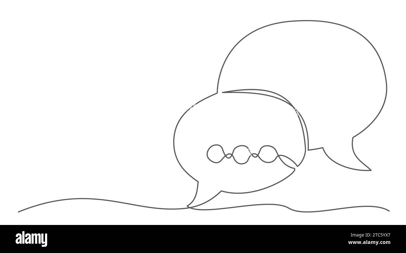 Communication One line drawing isolated on white background Stock ...