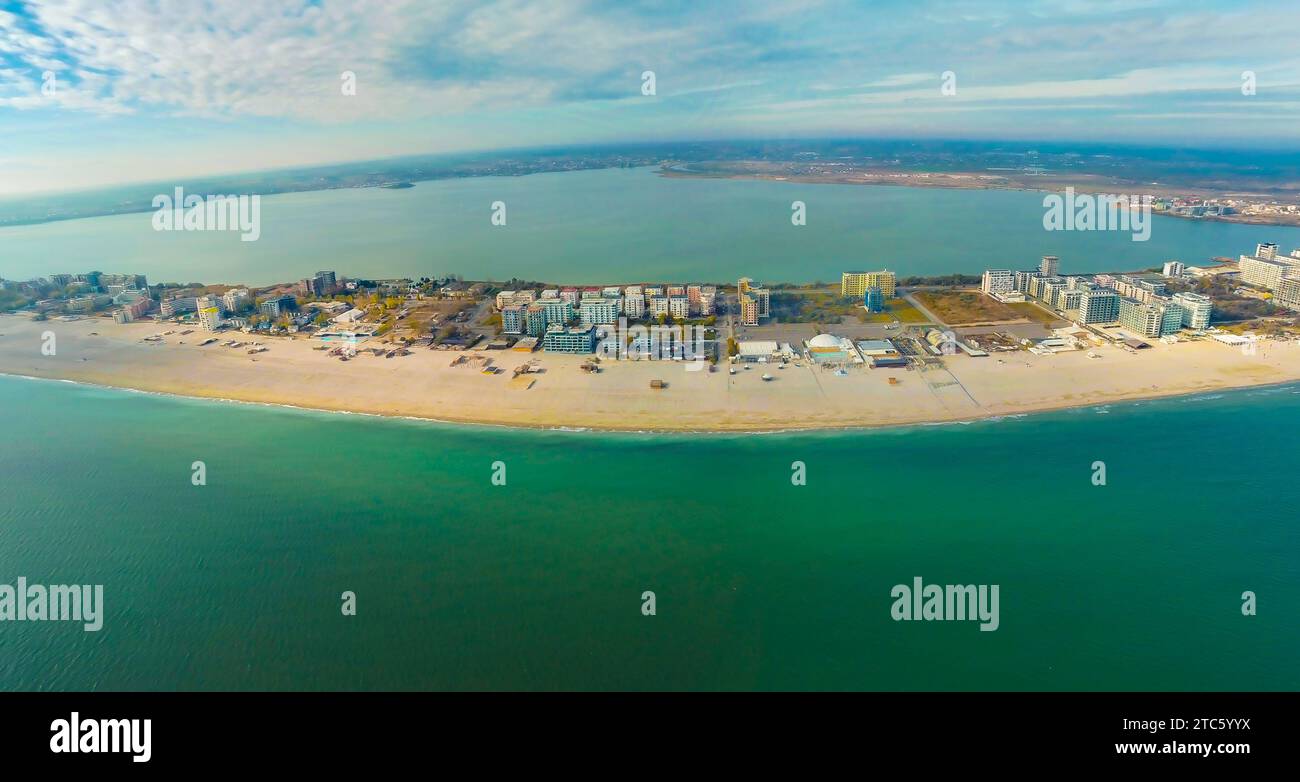 An aerial view of the Mamaia resort in Romania. Stock Photo