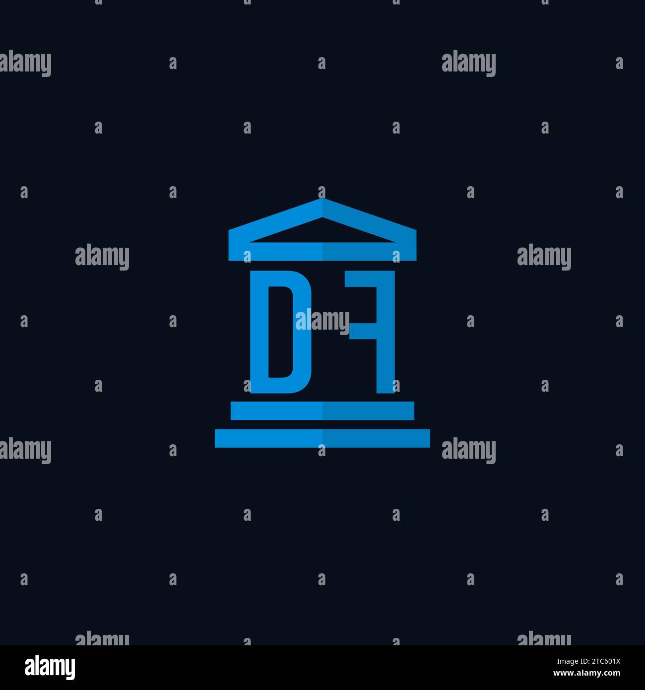 DF initial logo monogram with simple courthouse building icon design ideas Stock Vector