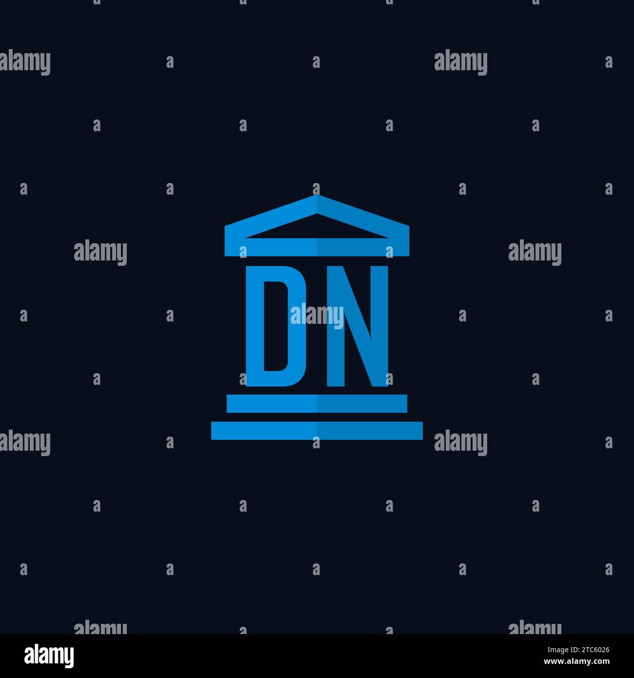 DN initial logo monogram with simple courthouse building icon design ideas Stock Vector