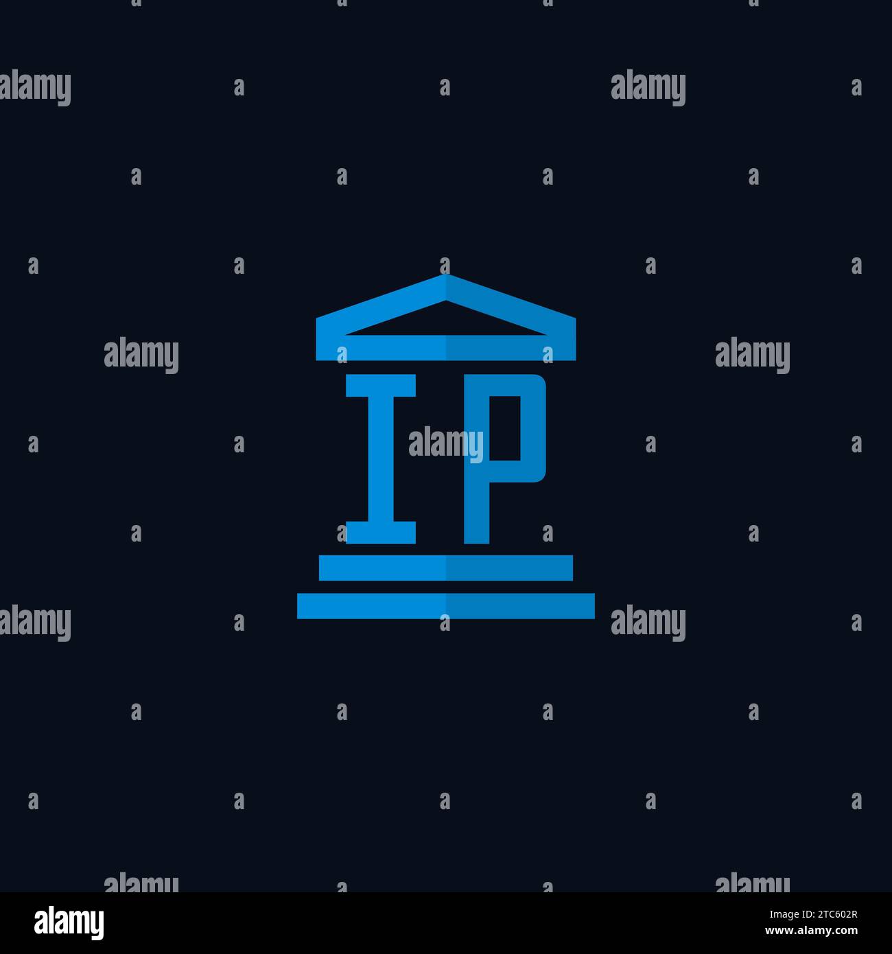 IP initial logo monogram with simple courthouse building icon design ideas Stock Vector