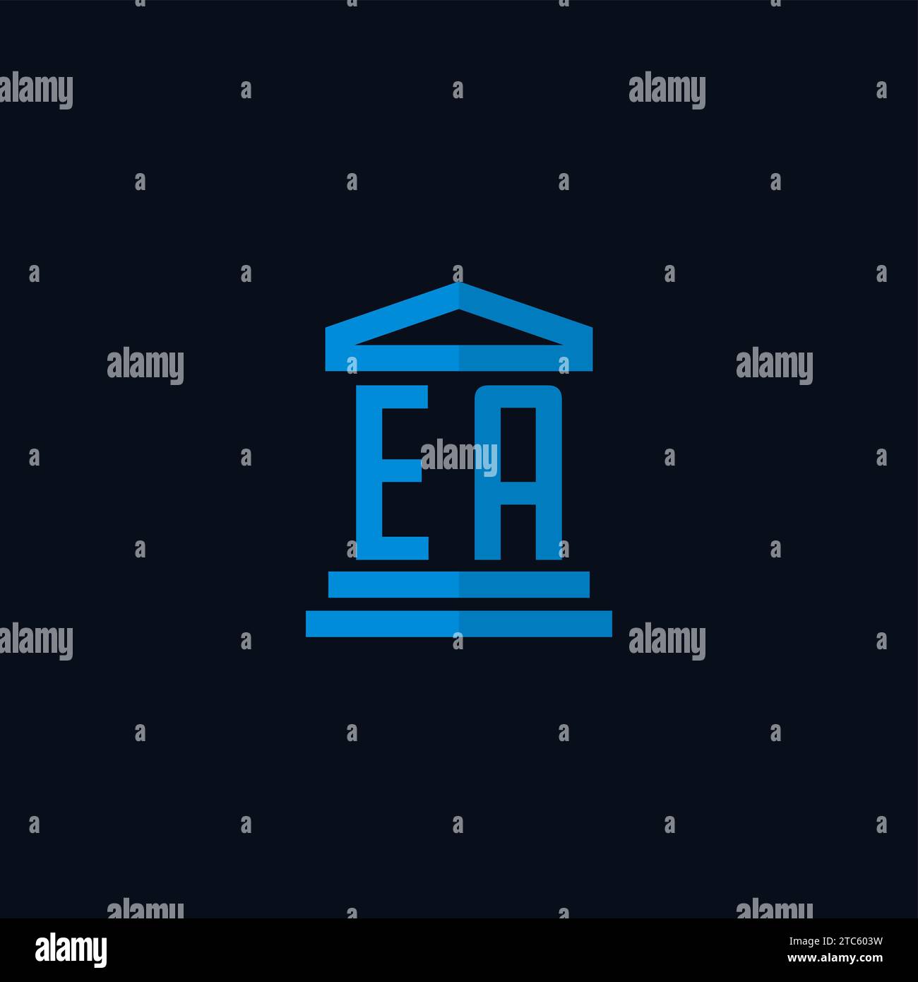 EA initial logo monogram with simple courthouse building icon design ideas Stock Vector