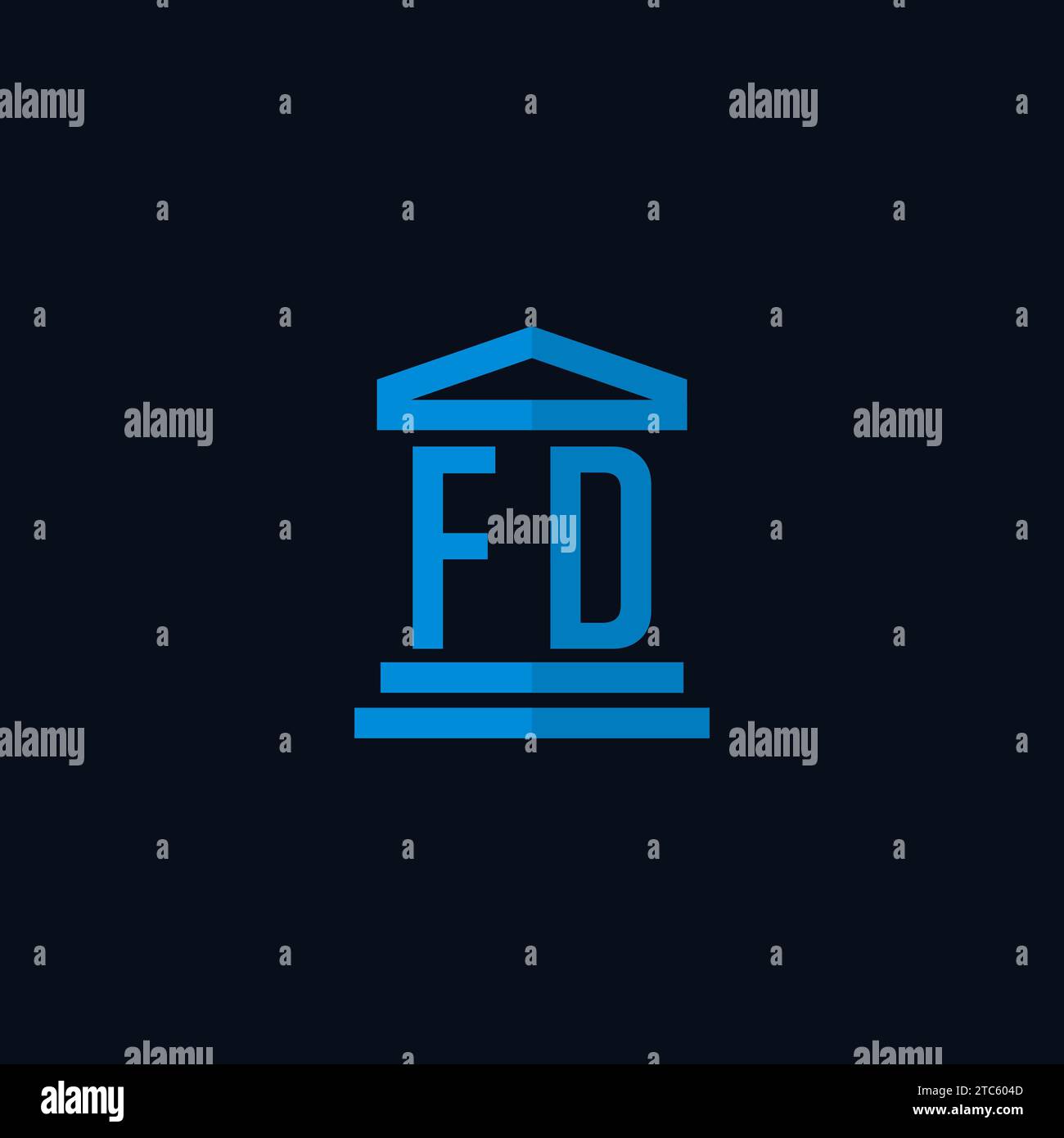 FD initial logo monogram with simple courthouse building icon design ideas Stock Vector