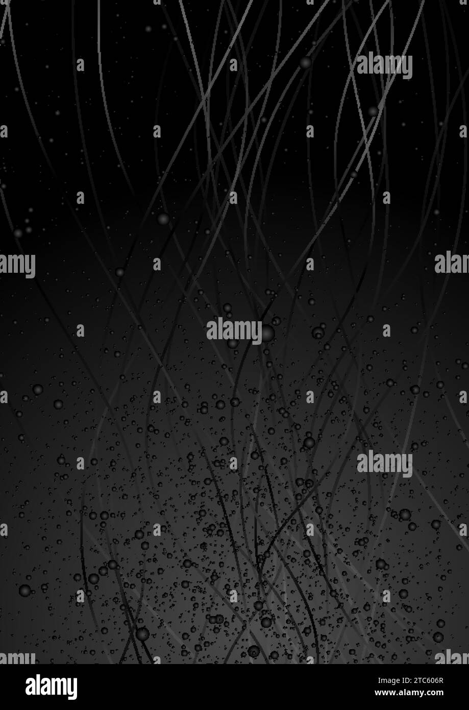 Black wavy lines and dots abstract minimal tech background. Vector flyer design Stock Vector