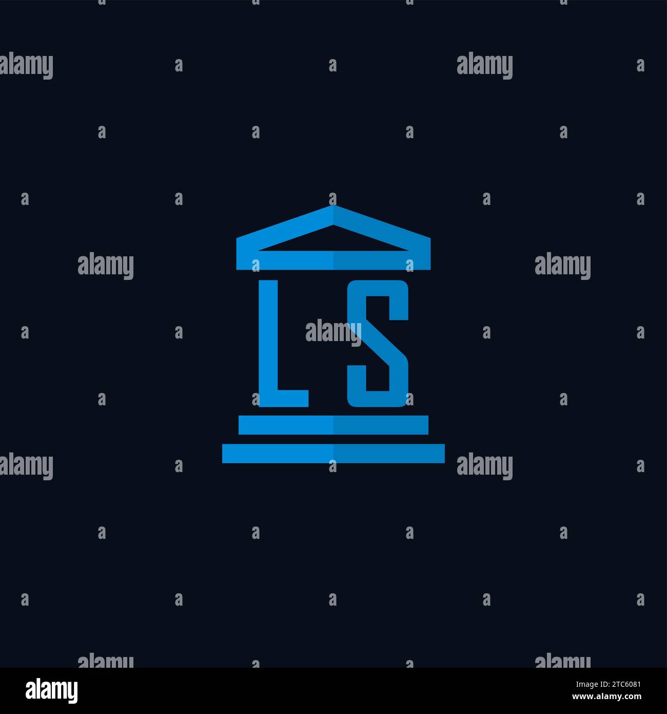 LS initial logo monogram with simple courthouse building icon design ideas Stock Vector