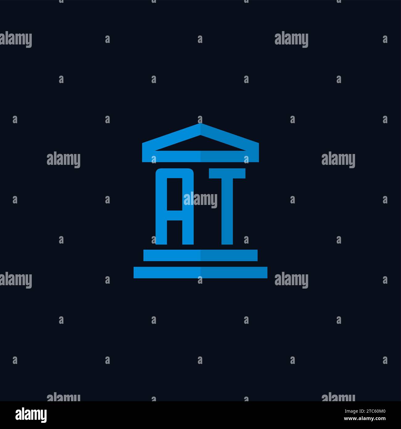 AT initial logo monogram with simple courthouse building icon design ideas Stock Vector