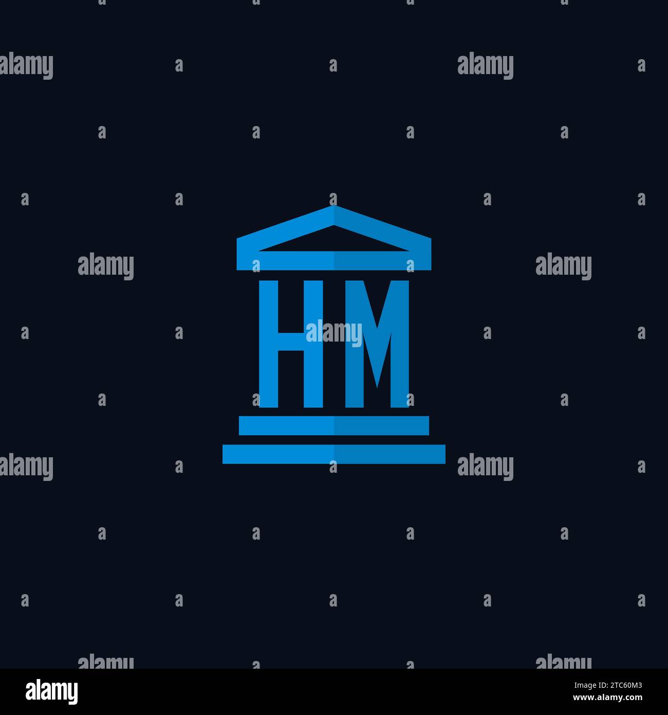 HM initial logo monogram with simple courthouse building icon design ideas Stock Vector