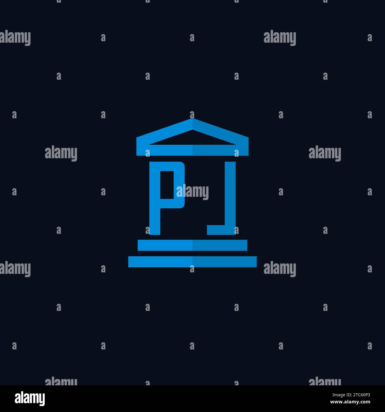 PL initial logo monogram with simple courthouse building icon design ideas Stock Vector