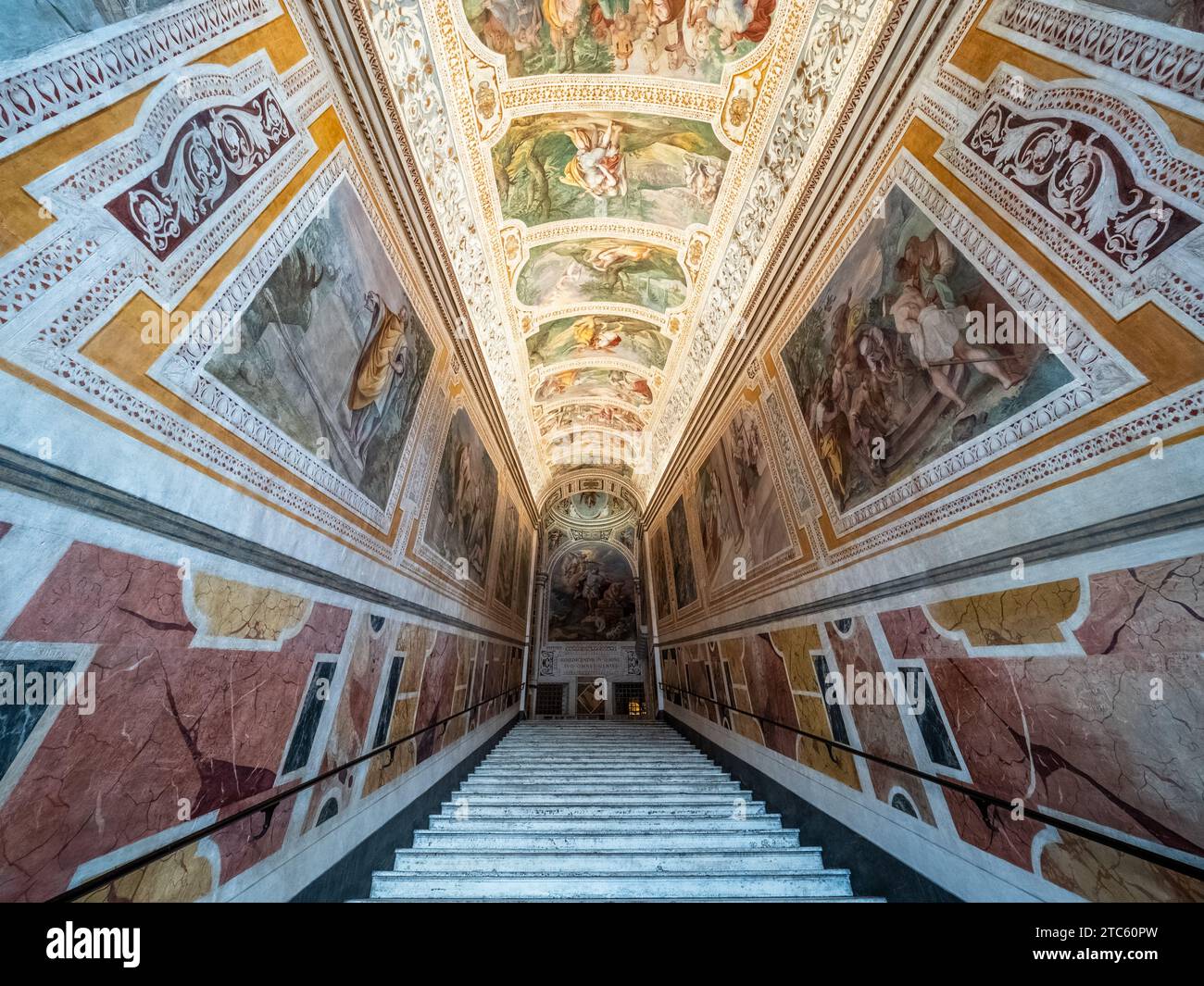 Stairs in the Pontifical Sanctuary of the Holy Stairs (Pontificio Santuario della Scala Santa) - Rome, Italy Stock Photo