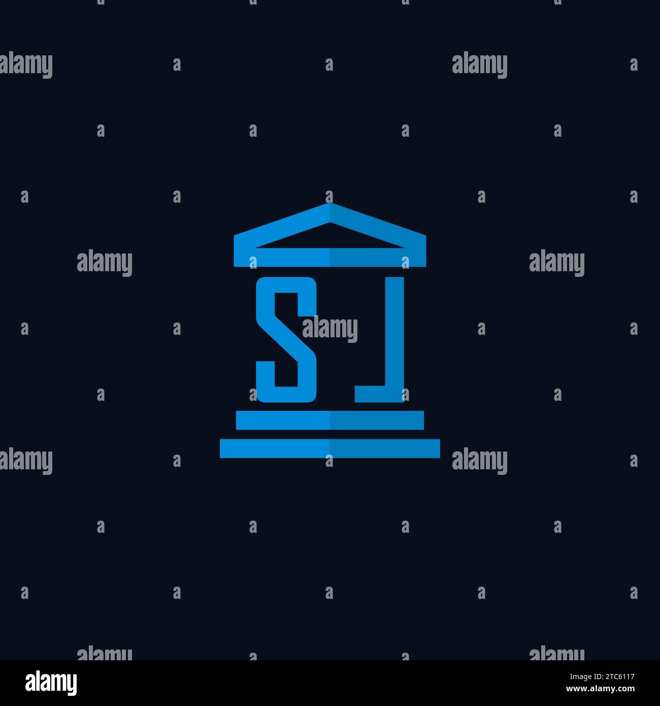 SL initial logo monogram with simple courthouse building icon design ...