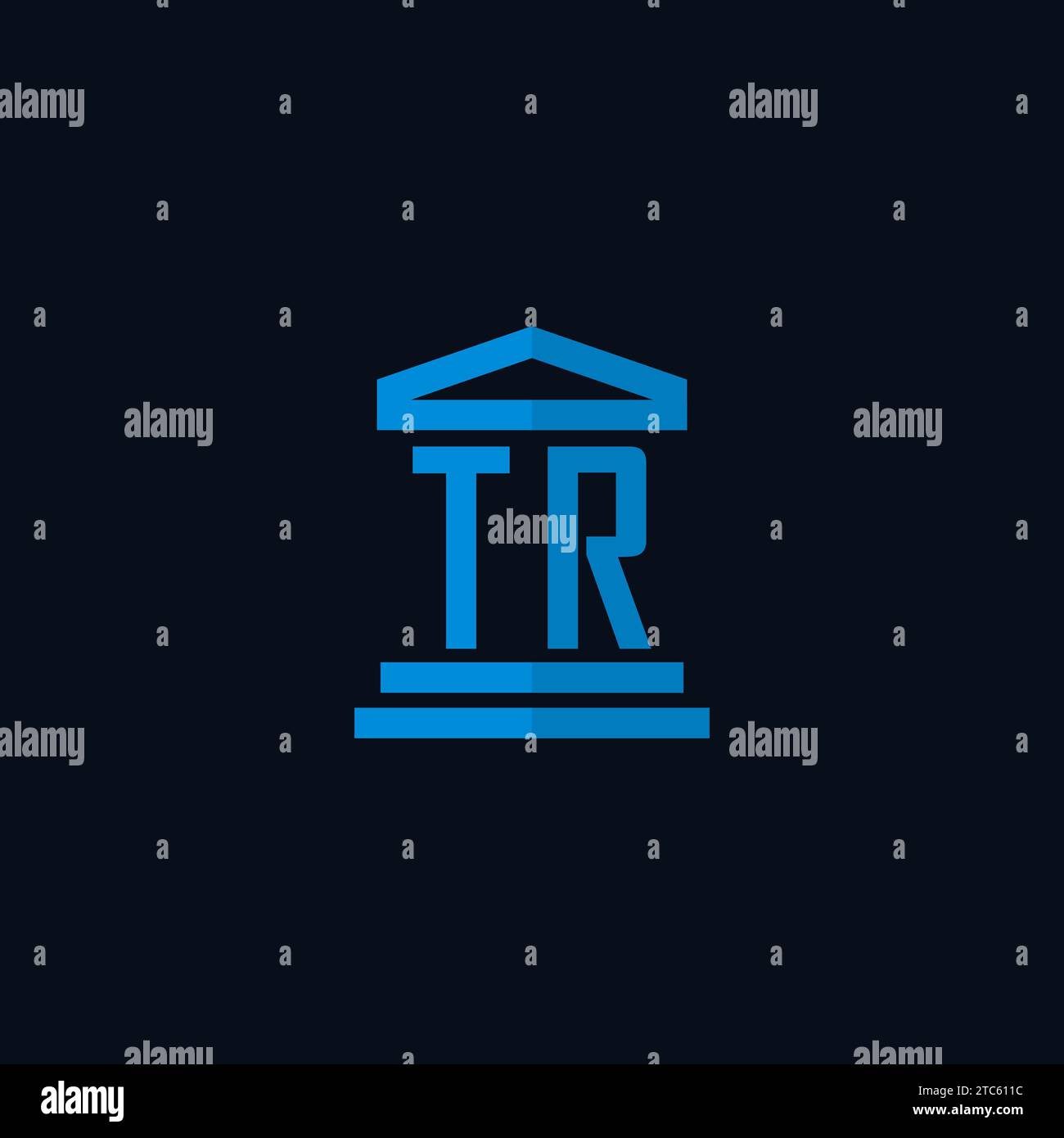 TR initial logo monogram with simple courthouse building icon design ideas Stock Vector
