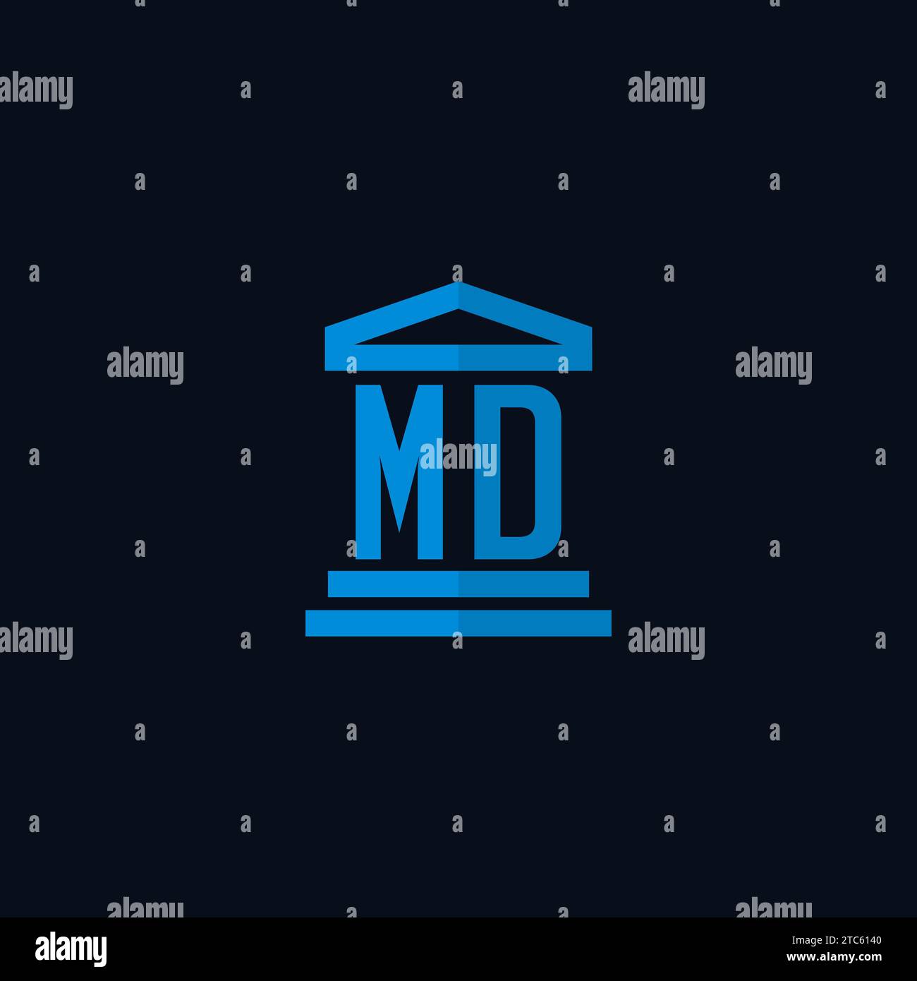MD initial logo monogram with simple courthouse building icon design ideas Stock Vector