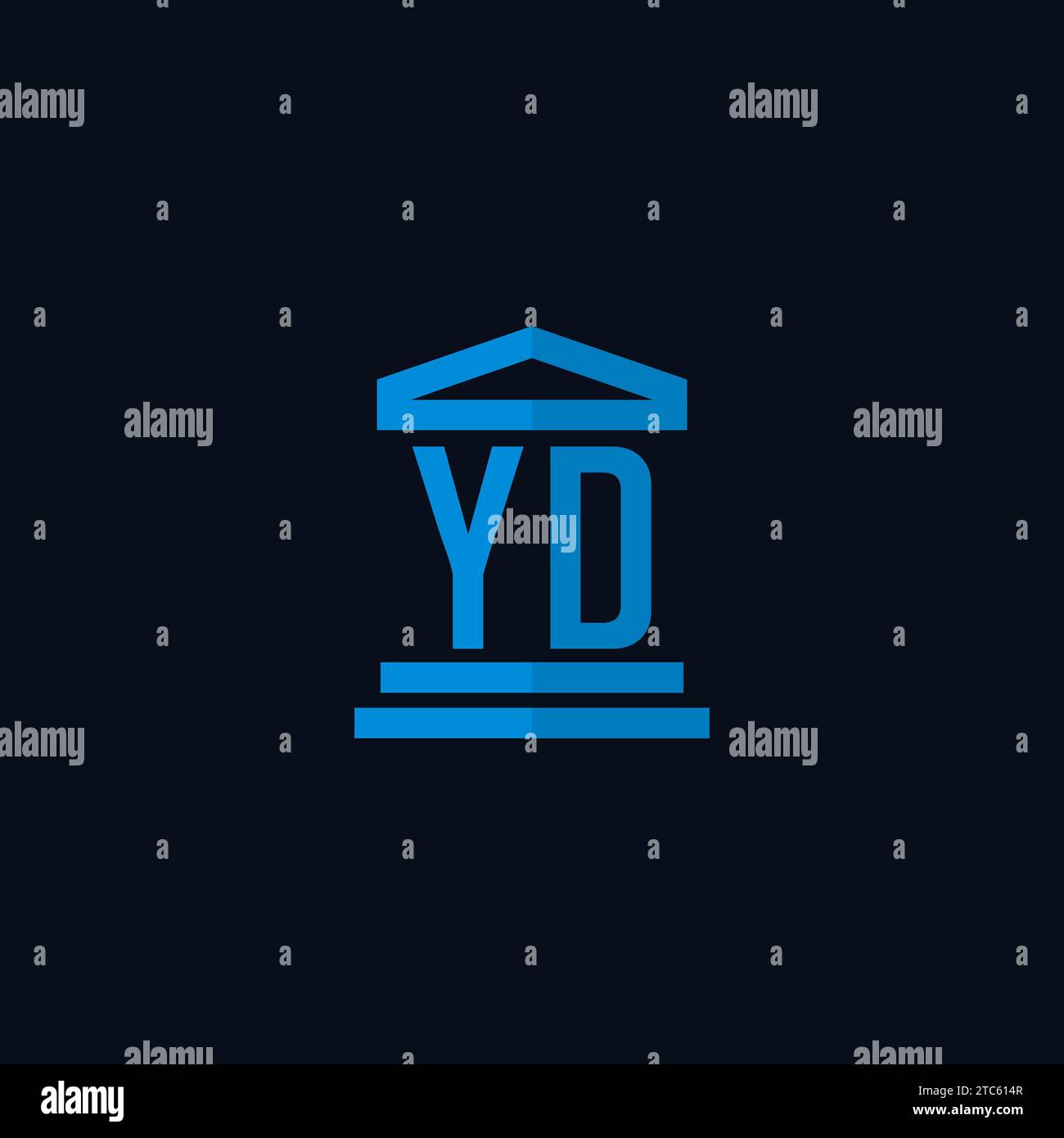 YD initial logo monogram with simple courthouse building icon design ideas Stock Vector
