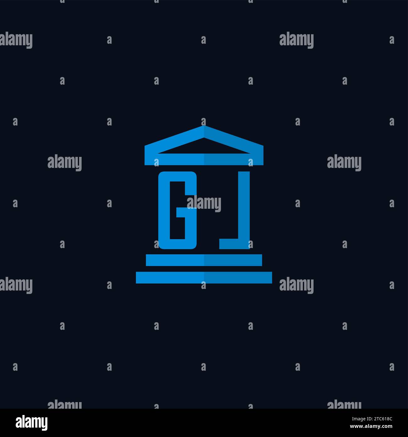 GL initial logo monogram with simple courthouse building icon design ...