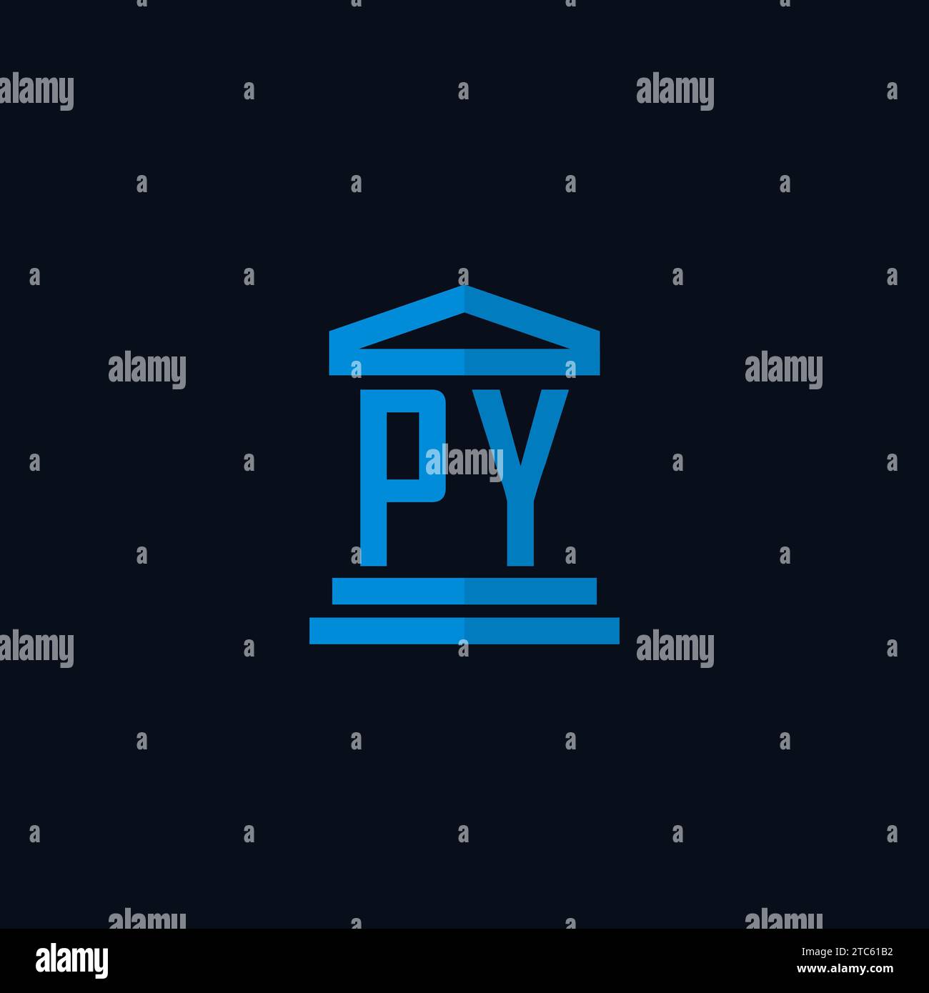 PY initial logo monogram with simple courthouse building icon design ideas Stock Vector