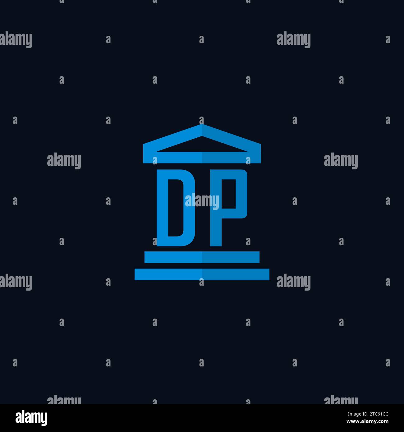 DP initial logo monogram with simple courthouse building icon design ideas Stock Vector