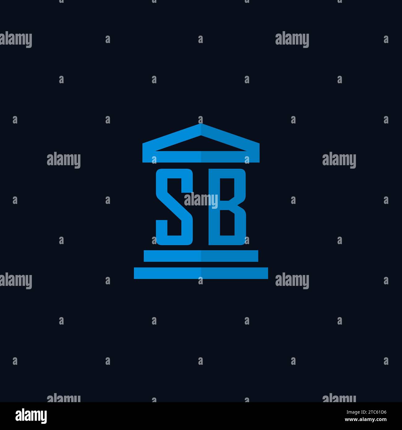 SB initial logo monogram with simple courthouse building icon design ideas Stock Vector