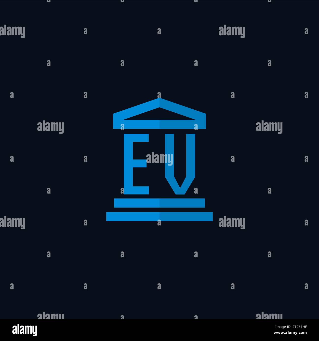 EV initial logo monogram with simple courthouse building icon design ideas Stock Vector