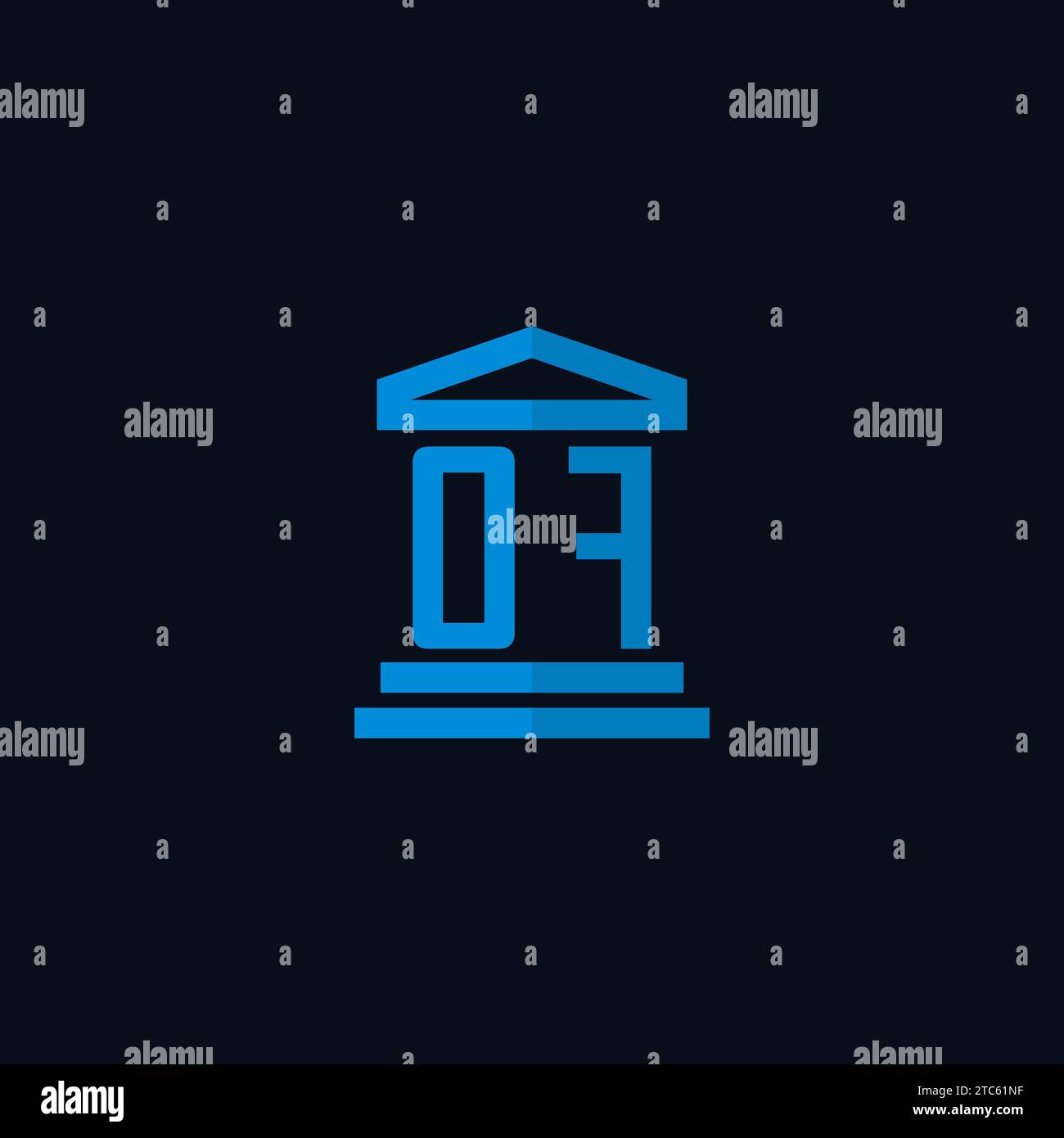 OF initial logo monogram with simple courthouse building icon design ...