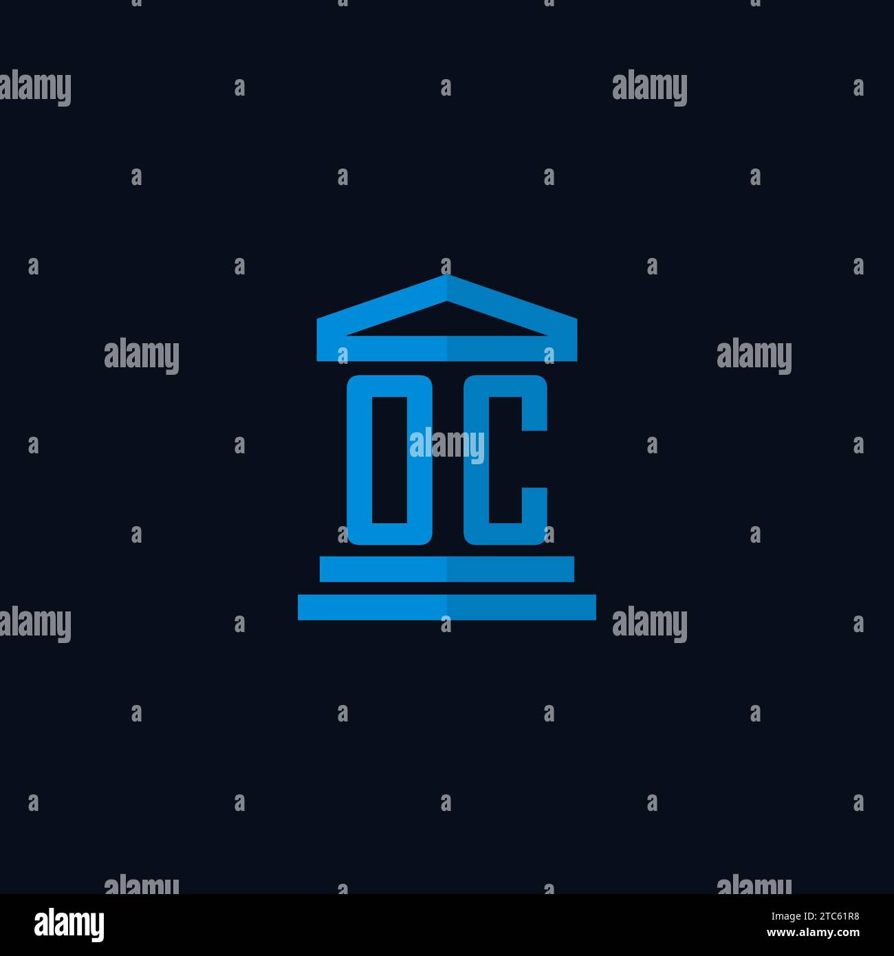 OC initial logo monogram with simple courthouse building icon design ideas Stock Vector