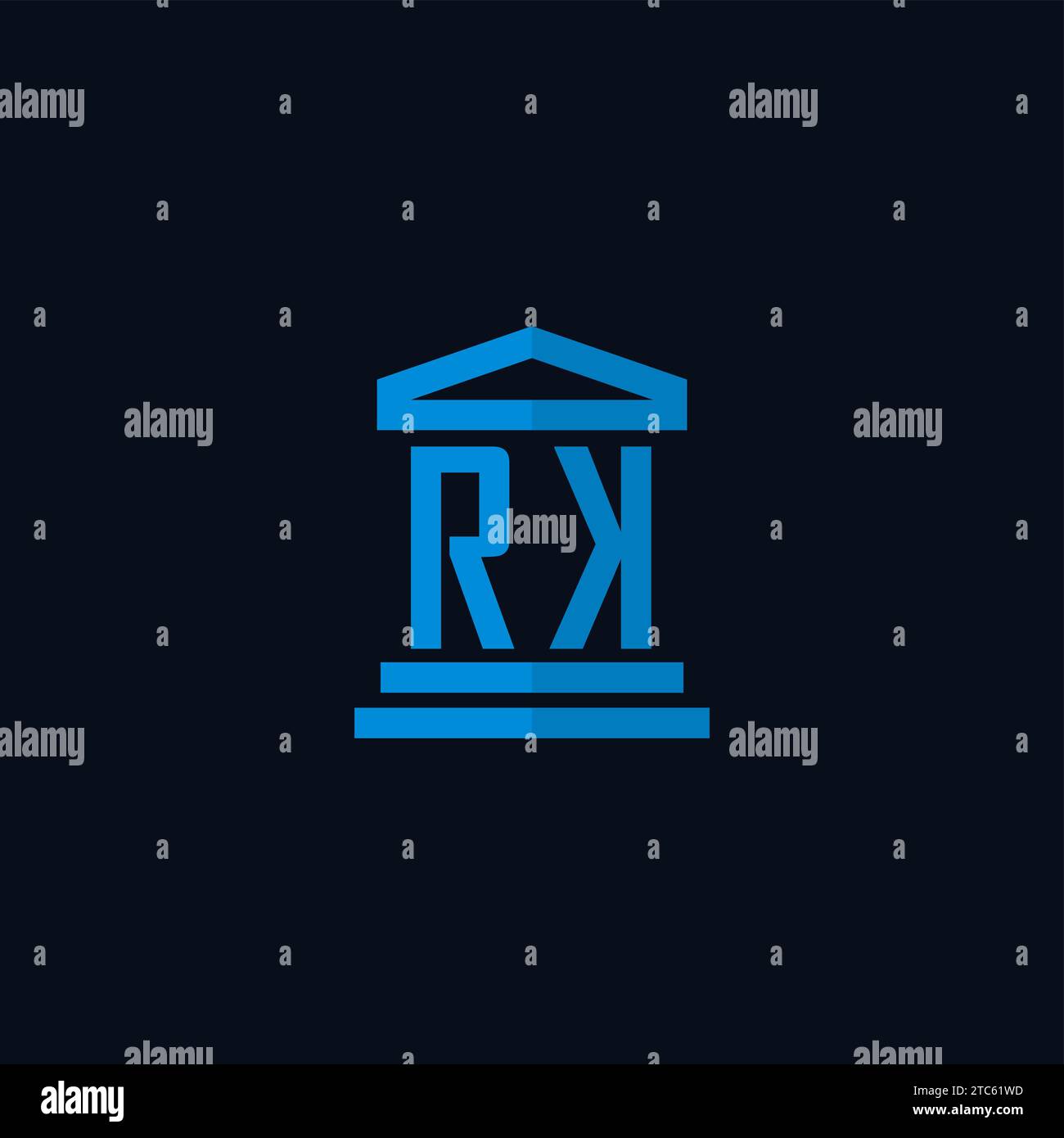 RK initial logo monogram with simple courthouse building icon design ...