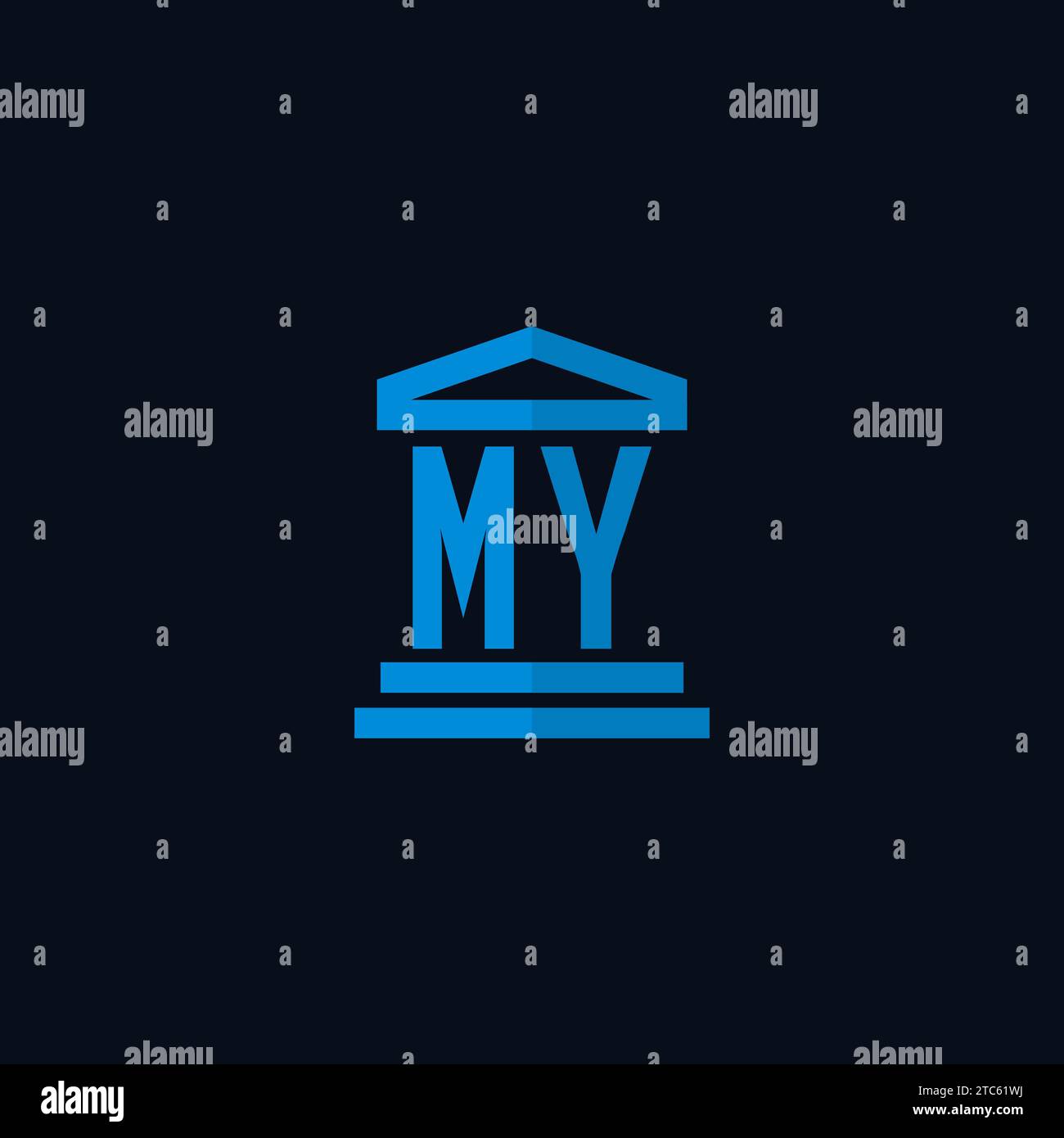 MY initial logo monogram with simple courthouse building icon design ideas Stock Vector