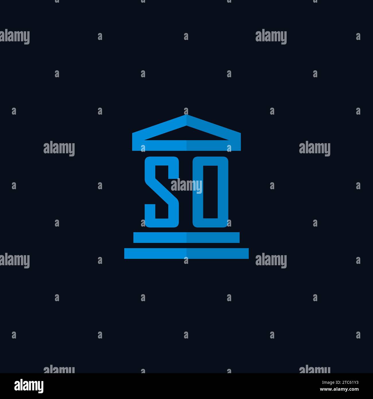 SO initial logo monogram with simple courthouse building icon design ideas Stock Vector