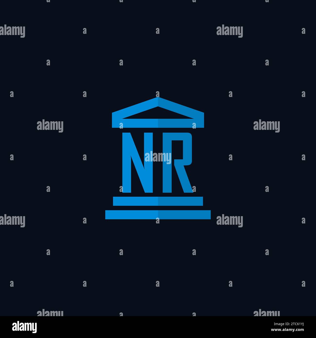 NR initial logo monogram with simple courthouse building icon design ideas Stock Vector