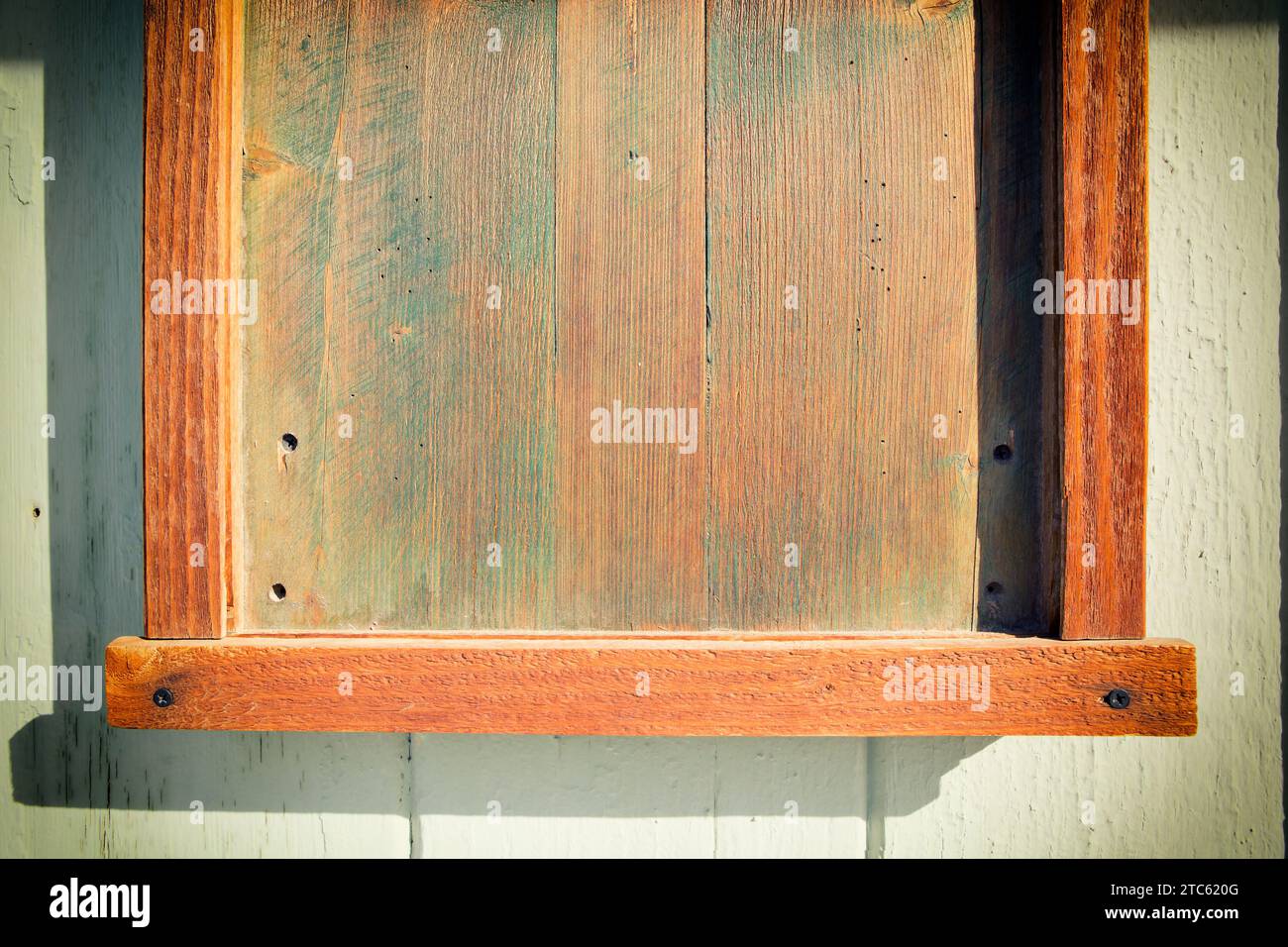 Wooden billboard with green moss texture Stock Photo - Alamy