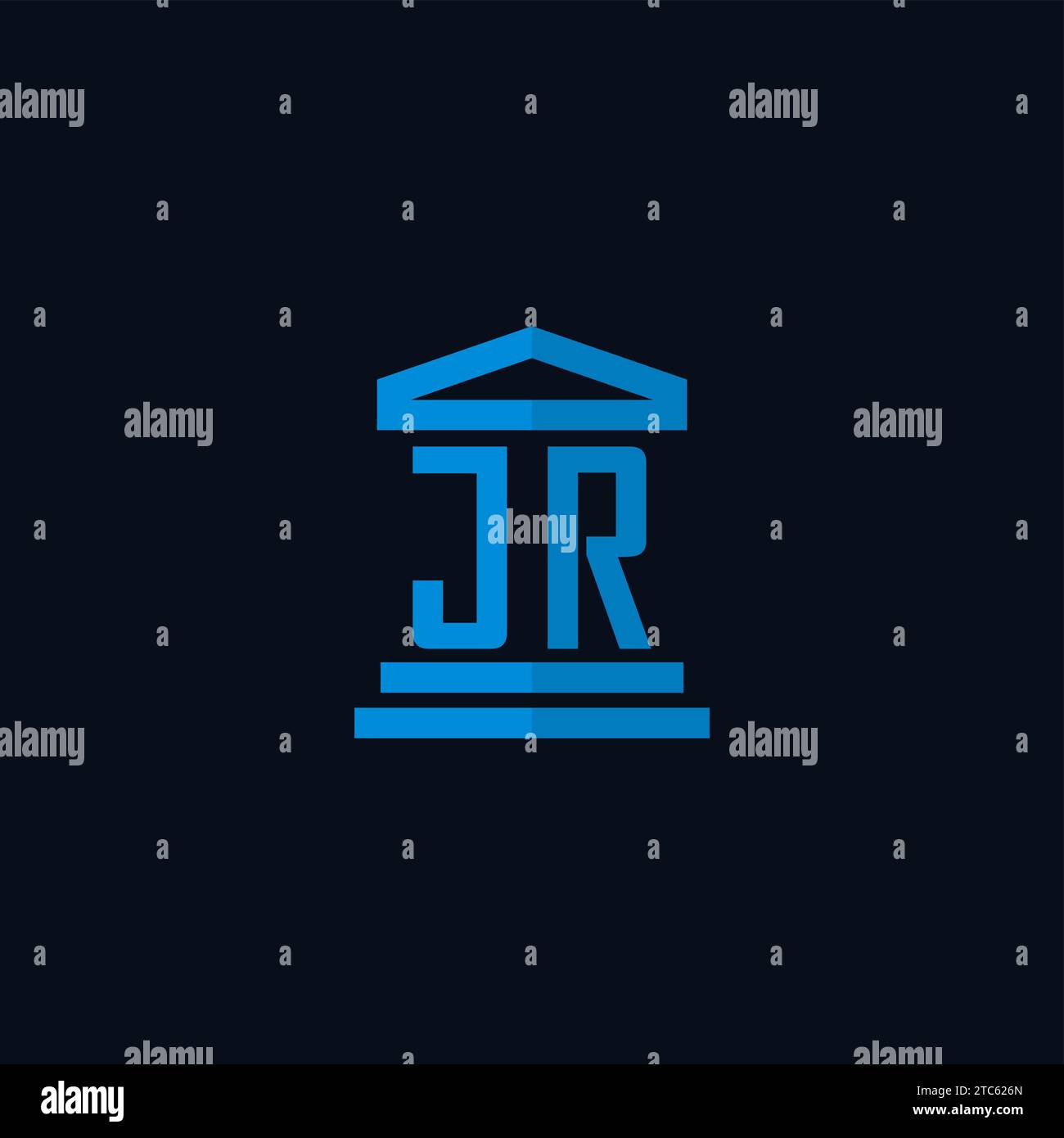 JR initial logo monogram with simple courthouse building icon design ...